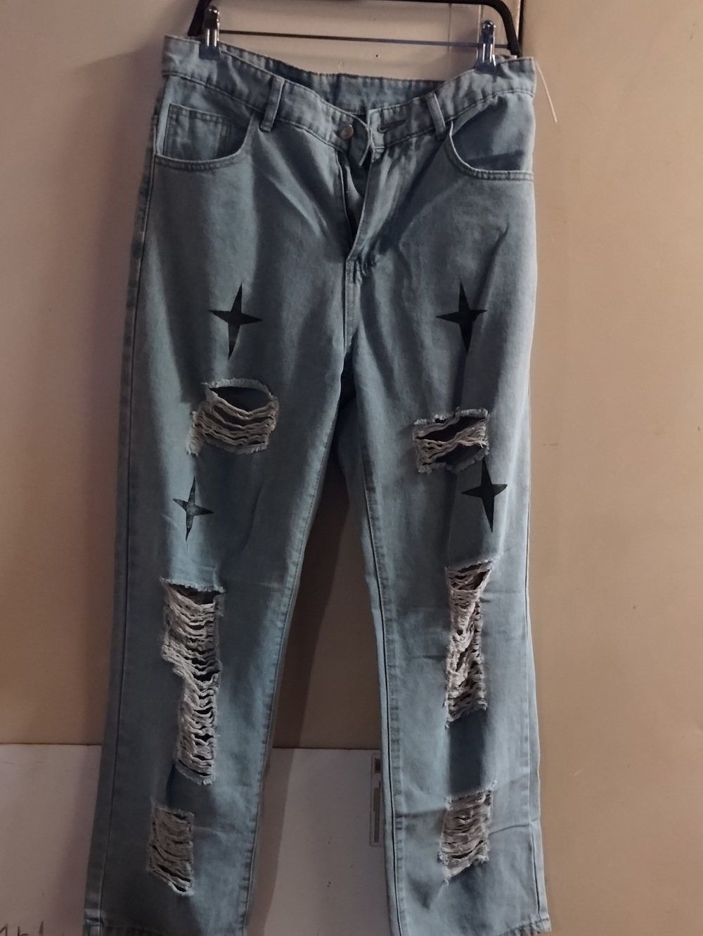 Light Blue Distressed Star Jeans